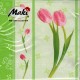 Luncheon Napkin Pink Tulip On Green