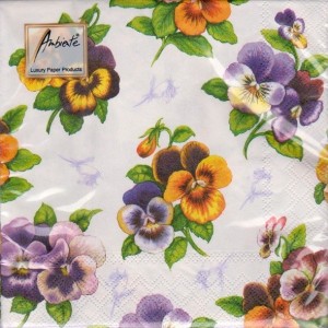 Luncheon Napkin Pansy White