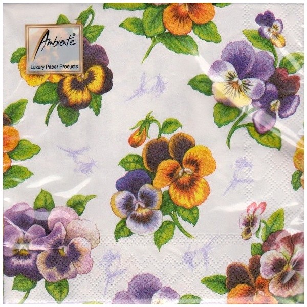 Luncheon Napkin Pansy White Napkins World