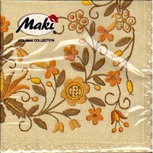 Luncheon Paper Napkin Beige Pattern Embroidery