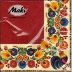 Luncheon Paper Napkin Red&Creamy Kurpian