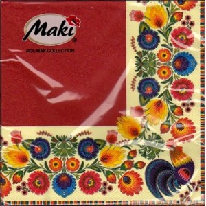 Luncheon Paper Napkin Red&Creamy Kurpian