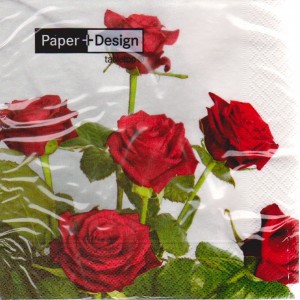 Luncheon Paper Napkin Bouquet Of Red Roses 