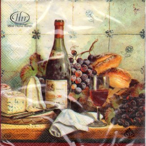 Luncheon Napkin Red Wine And Cheese