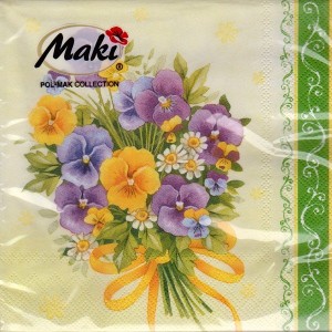 Luncheon Napkin Bunch of Pansies For Mother's Day